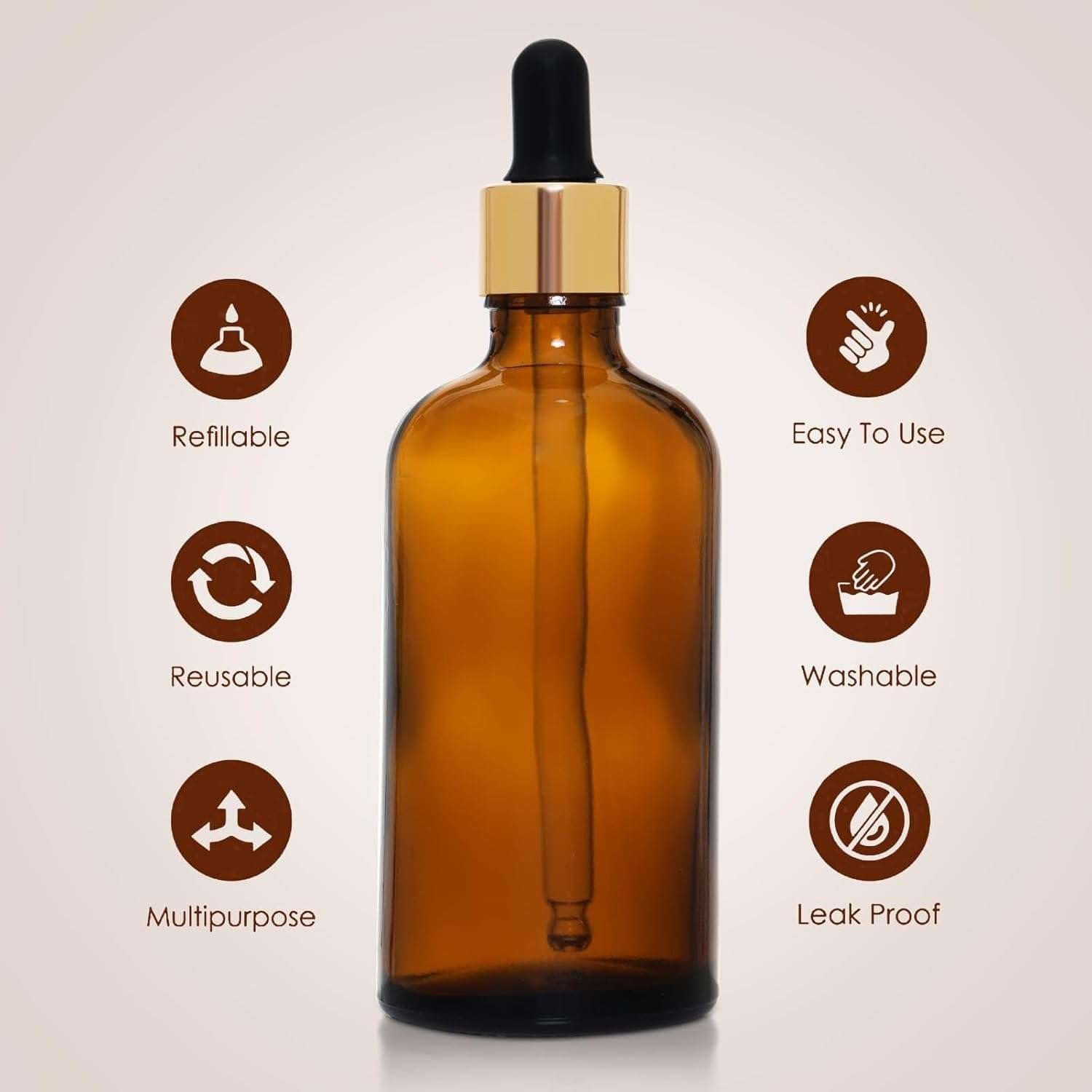 Lot de 20 Flacons compte-gouttes 100ml en verre ambré – Image 4