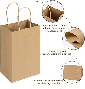 Lot de 20 Sacs en papier kraft avec poignées – Image 2