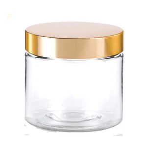 Lot de 12 Pots cosmétiques transparents avec couvercle doré