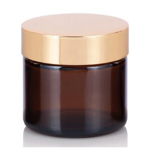 Lot de 12 Pots cosmétiques ambrés avec couvercle doré