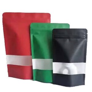 Lot de 100 Doypacks colorés avec fenêtre horizontale