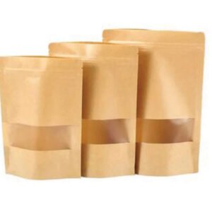 Lot de 100 Doypacks kraft avec fenêtre horizontale